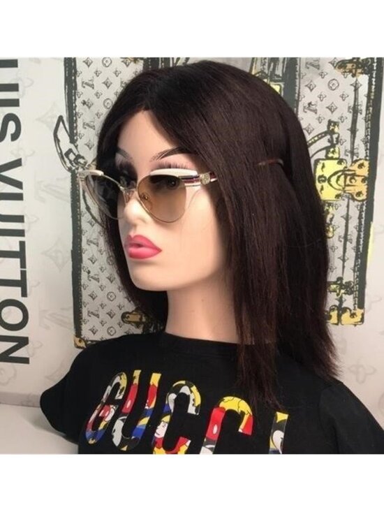 New Authentic Gucci GG0522S 005 Cat-Eye Sunglasses Ivory Brown Gradient main image 10